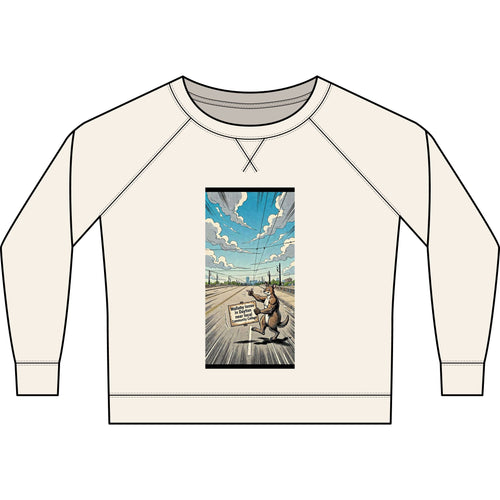 Long Sleeve Crewneck Sweatshirt – Vintage Kangaroo Road Trip Graphic